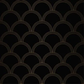 Art Deco Pattern. Seamless white and gold background Stock Illustration