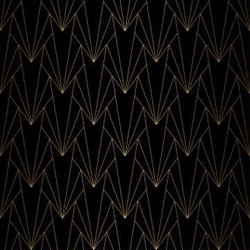 Art Deco Pattern. Seamless white and gold background Stock Illustration