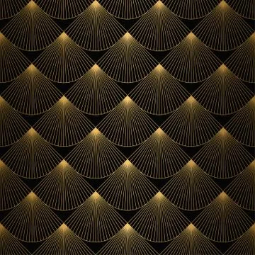 Art Deco Pattern. Seamless white and gold background Stock Illustration