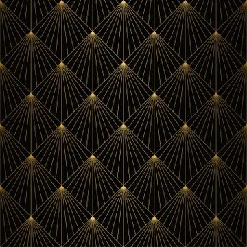 Art Deco Pattern. Seamless white and gold background Stock Illustration