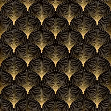 Art Deco Pattern. Seamless white and gold background Stock Illustration