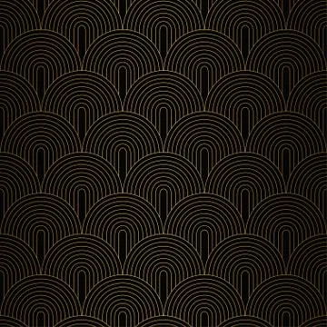 Art Deco Pattern. Seamless white and gold background Illustrazione stock