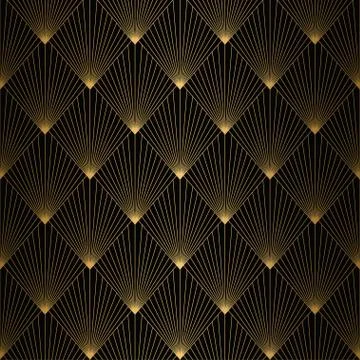 Art Deco Pattern. Seamless white and gold background Stock Illustration