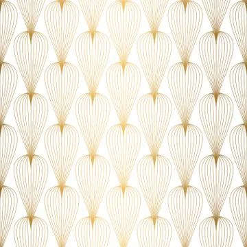 Art Deco pattern. Seamless white and gold background. Wedding decoration Stock Illustration