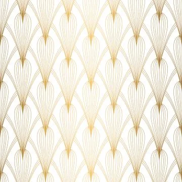 Art Deco pattern. Seamless white and gold background. Wedding decoration Stock Illustration