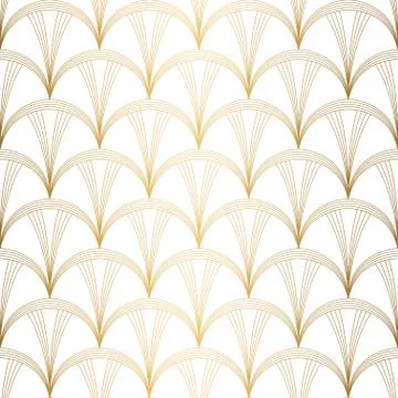 Art Deco pattern. Seamless white and gold background. Wedding decoration Stock Illustration