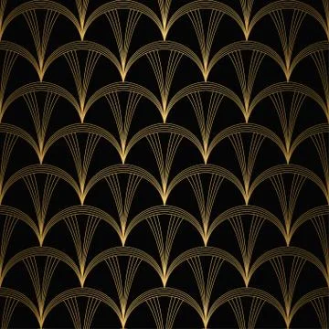 Art Deco Pattern. Seamless white and gold background Stock Illustration