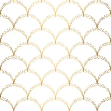 Art Deco pattern. Seamless white and gold background. Wedding decoration Stock Illustration