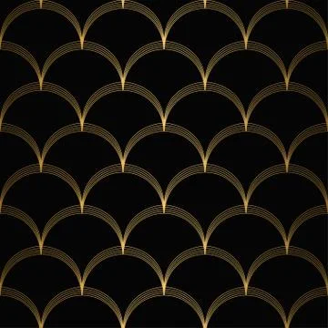 Art Deco Pattern. Seamless white and gold background Stock Illustration