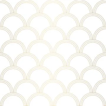Art Deco pattern. Seamless white and gold background. Wedding decoration Stock Illustration