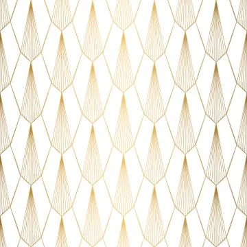 Art Deco pattern. Seamless white and gold background. Wedding decoration Stock Illustration
