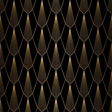 Art Deco Pattern. Seamless white and gold background Stock Illustration