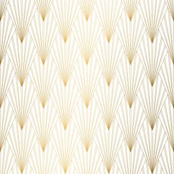 Art Deco pattern. Seamless white and gold background. Wedding decoration Stock Illustration