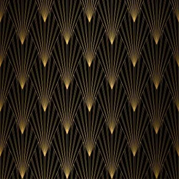 Art Deco Pattern. Seamless white and gold background Stock Illustration