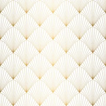 Art Deco pattern. Seamless white and gold background. Wedding decoration Illustrazione stock