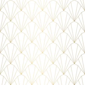 Art Deco pattern. Seamless white and gold background. Wedding decoration Stock Illustration
