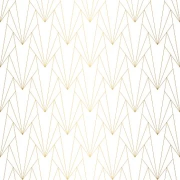 Art Deco pattern. Seamless white and gold background. Wedding decoration Stock Illustration