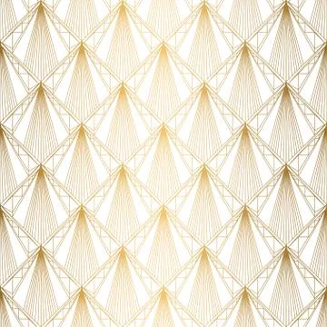 Art Deco pattern. Seamless white and gold background. Wedding decoration Stock Illustration