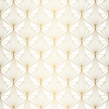 Art Deco pattern. Seamless white and gold background. Wedding decoration Illustrazione stock