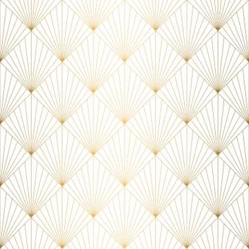 Art Deco pattern. Seamless white and gold background. Wedding decoration Stock Illustration