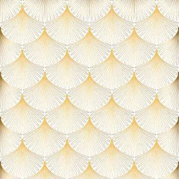 Art Deco pattern. Seamless white and gold background. Wedding decoration Stock Illustration