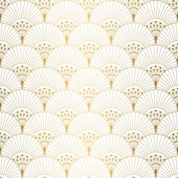 Art Deco pattern. Seamless white and gold background. Wedding decoration Stock Illustration