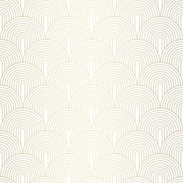 Art Deco pattern. Seamless white and gold background. Wedding decoration Stock Illustration