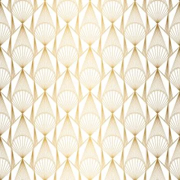 Art Deco pattern. Seamless white and gold background. Wedding decoration Stock Illustration