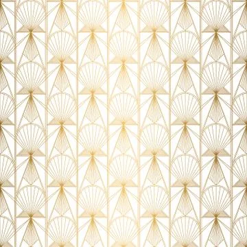 Art Deco pattern. Seamless white and gold background. Wedding decoration Stock Illustration