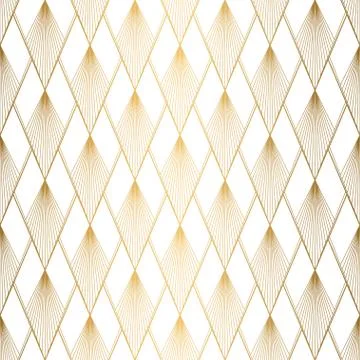 Art Deco pattern. Seamless white and gold background. Wedding decoration Stock Illustration