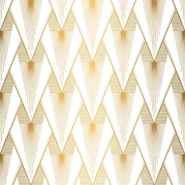 Art Deco pattern. Seamless white and gold background. Wedding decoration Stock Illustration