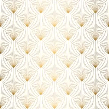 Art Deco pattern. Seamless white and gold background. Wedding decoration Stock Illustration