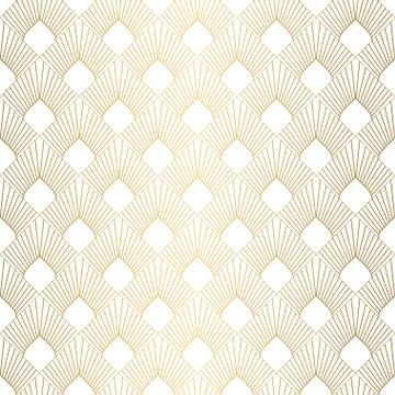 Art Deco pattern. Seamless white and gold background. Wedding decoration Stock Illustration