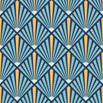 Art deco pattern with symmetrical shapes and dots. Vector illustration of ret Stock Illustration