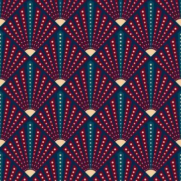 Art deco pattern with symmetrical shapes and dots. Vector illustration of ret Illustrazione stock