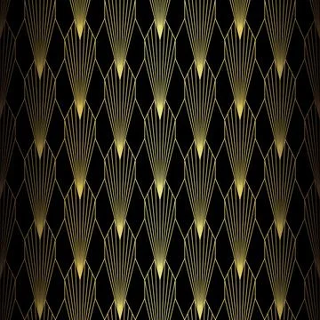 Art Deco Pattern. Vector background in 1920s style. Gold black texture 库存插图