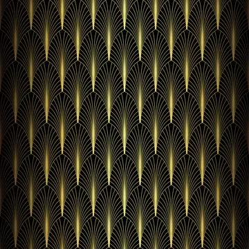 Art Deco Pattern. Vector background in 1920s style. Gold black texture Stock Illustration