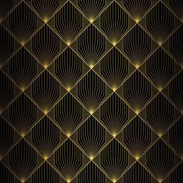 Art Deco Pattern. Vector background in 1920s style. Gold black texture Stock Illustration