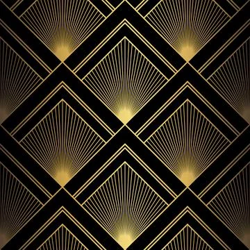 Art Deco Pattern. Vector background in 1920s style. Gold black texture Stock Illustration