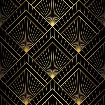 Art Deco Pattern. Vector background in 1920s style. Gold black texture Stock Illustration