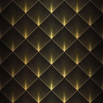 Art Deco Pattern. Vector background in 1920s style. Gold black texture Stock Illustration