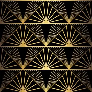 Art Deco Pattern. Vector background in 1920s style. Gold black texture Stock Illustration