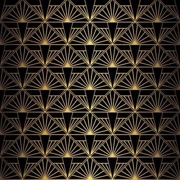 Art Deco Pattern. Vector background in 1920s style. Gold black texture 스톡 일러스트