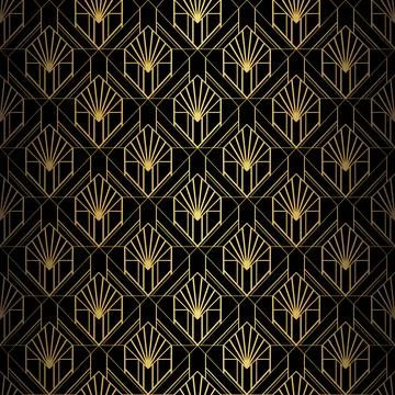 Art Deco Pattern. Vector background in 1920s style. Gold black texture 스톡 일러스트