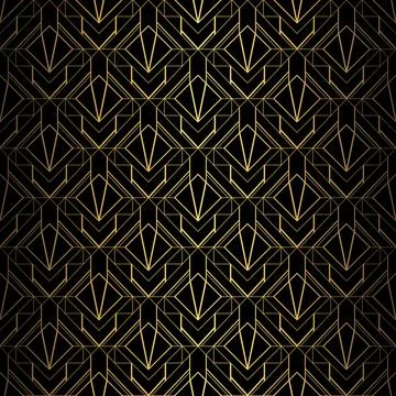 Art Deco Pattern. Vector background in 1920s style. Gold black texture Stock Illustration