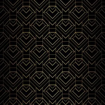 Art Deco Pattern. Vector background in 1920s style. Gold black texture Stock Illustration