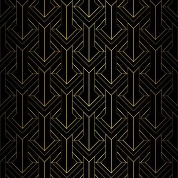 Art Deco Pattern. Vector background in 1920s style. Gold black texture Stock Illustration