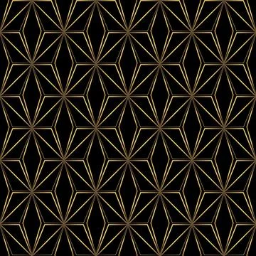 Art Deco Pattern. Vector background in 1920s style. Gold black texture Stock Illustration