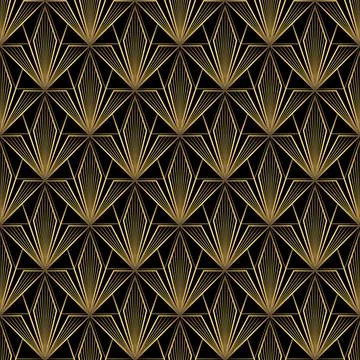 Art Deco Pattern. Vector background in 1920s style. Gold black texture Stock Illustration