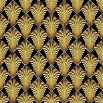 Art Deco Pattern. Vector background in 1920s style. Gold black texture Stock Illustration